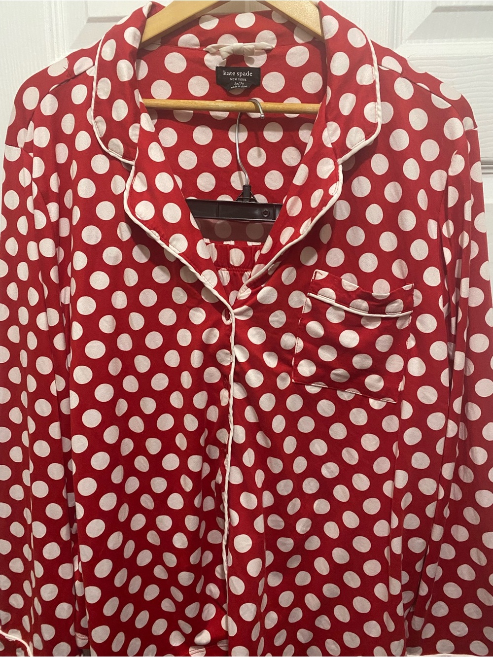 kate spade Womens Red and White Polka Dot Pajama Set - Picture 2 of 8